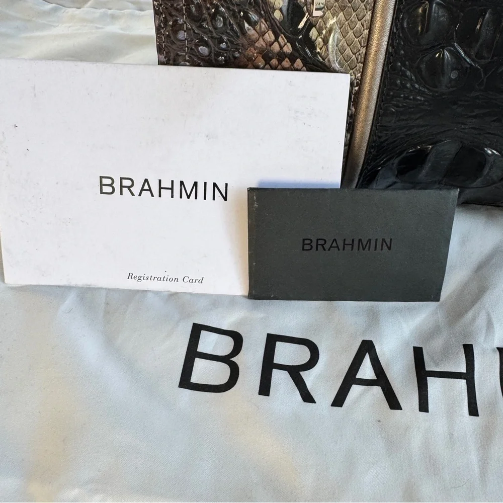 Brahmin Black and Brown Satchel